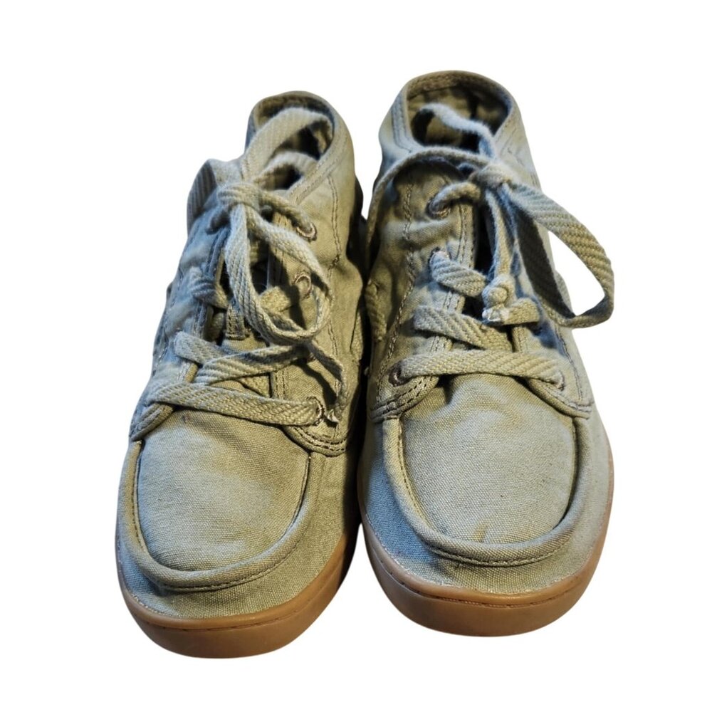 Sanuk Womens Size 8 Vee K Shawn Green Canvas Sneakers Mid Top Bootie Shoe.